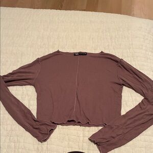 Zara Dusty Mauve Long-Sleeve Cropped Top